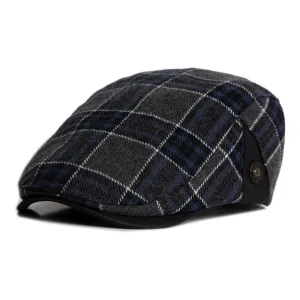 Plaid Beret Hat For Men - Dark Blue Plaid,Dark Yellow Plaid,Dark Gray Plaid Flash Discount Today Perfect Gift Offer