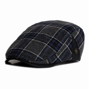 Plaid Beret Hat For Men - Dark Blue Plaid,Dark Yellow Plaid,Dark Gray Plaid Flash Discount Today Perfect Gift Offer