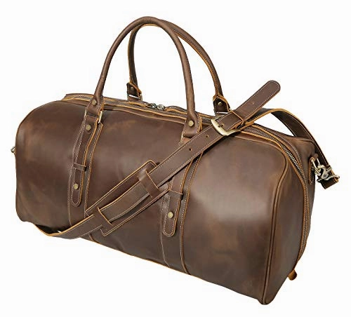 Exclusive Savings Event Big Savings Alert Polare 23" Classic Full Grain Leather Weekender Travel Overnight Luggage Duffel Bag