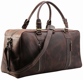 Gift Ideas Galore Polare Mens Vintage Leather Duffel Overnight Travel Duffle Weekender Bag (X-Large 23.2'')