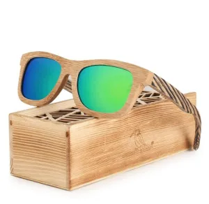 Limited Time Steal Polarized Square Wood Frame Sunglasses In Wooden Gift Box-Green,Blue,Yellow,Gray