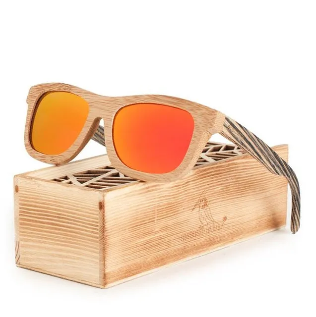 Shop Now Save Limited Time Discount Polarized Square Wood Frame Sunglasses In Wooden Gift Box-Green,Blue,Yellow,Gray