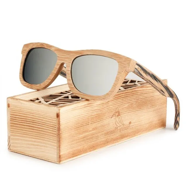 Polarized Square Wood Frame Sunglasses In Wooden Gift Box-Green,Blue,Yellow,Gray Hot Pick of the Day