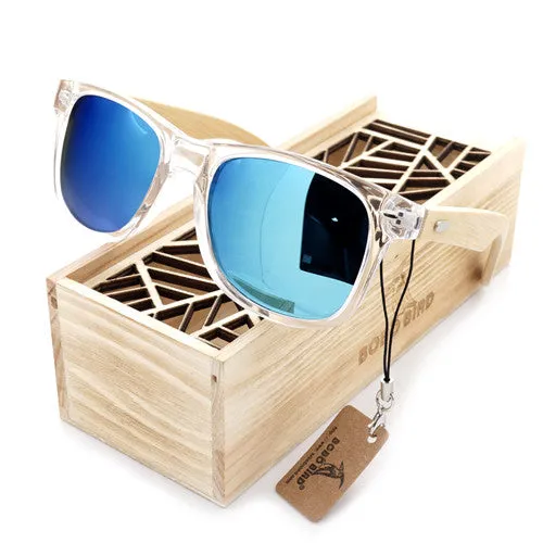 Exclusive Savings Event Last Chance Steal Polarized Sunglasses In Wood Gift Box - Yellow,Blue Lenses