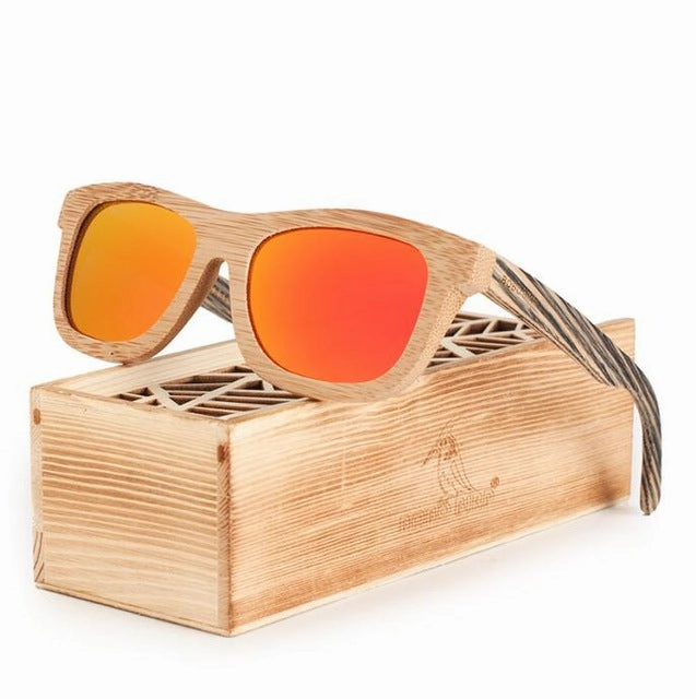 Trending Hot Picks Special Occasion Discount Polarized Square Wood Frame Sunglasses In Wooden Gift Box-Green,Blue,Yellow,Gray