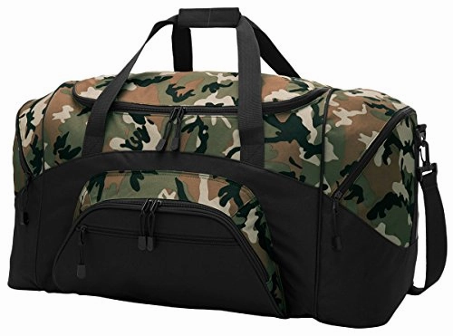Port & Company Color Block Sport Zipper Duffel Bag_Camo/Black_Osfa Best Deal Today