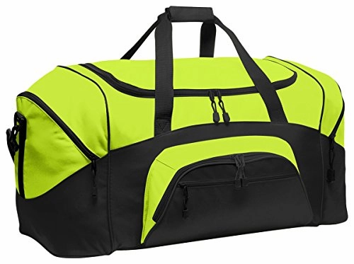 Special Deals Online Port & Company Color Block Sport Zipper Duffel Bag_Safety Yellow/Black_Osfa