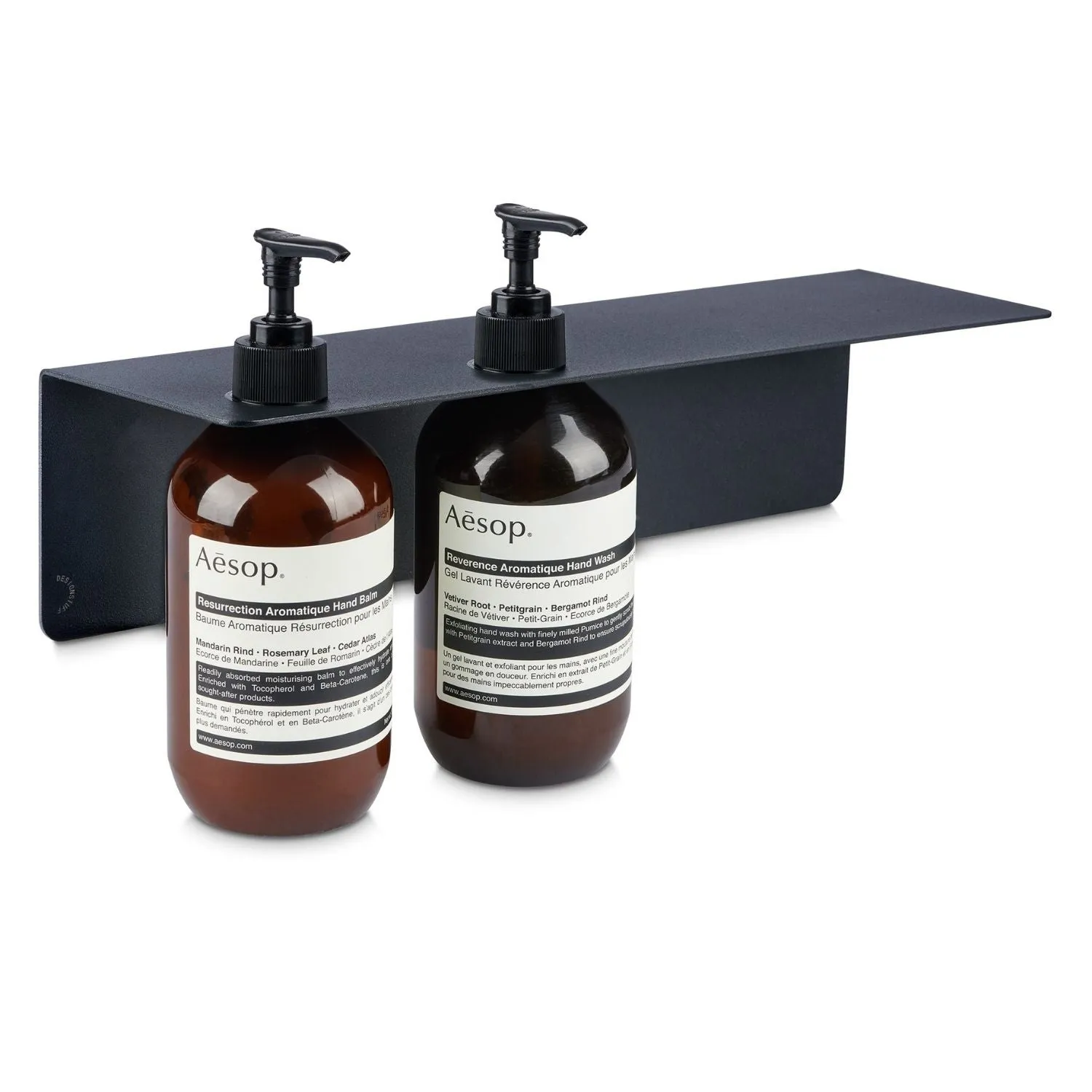 PRE-ORDER  DESIGNSTUFF Shelf Dual Soap Dispenser Holder, Black