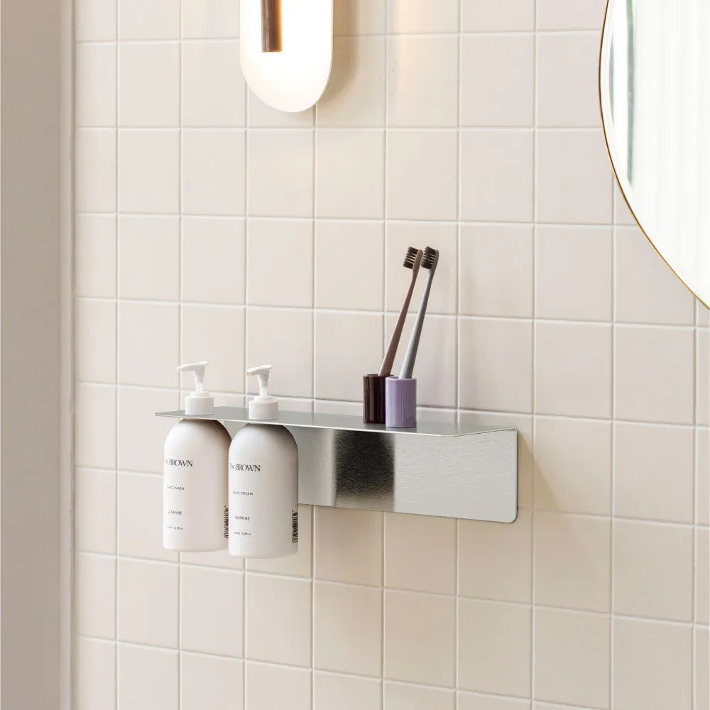 PRE-ORDER  DESIGNSTUFF Shelf Dual Soap Dispenser Holder, Brushed Steel