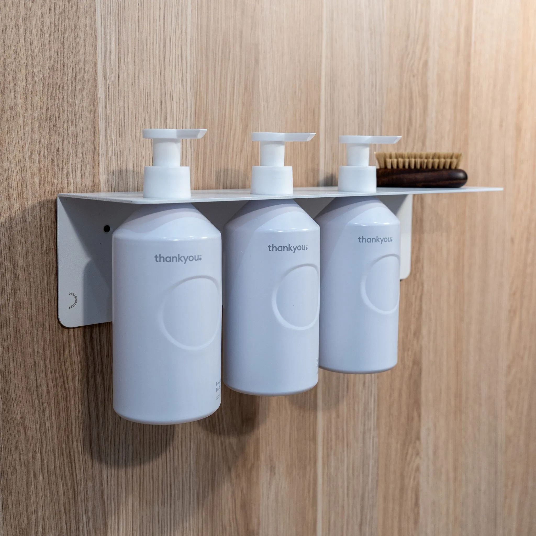 PRE-ORDER  DESIGNSTUFF Shelf Triple Soap Dispenser Holder 40 cm, White