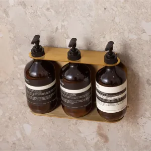 PRE-ORDER  DESIGNSTUFF Triple Soap Dispenser Holder, Brushed Brass