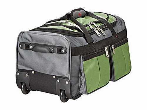 Athalon 22" 15 Pocket Wheeling Duffel Carry On Bag, Green. 521-Green Grass Mega Savings Now