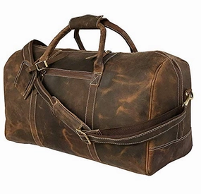 24 Inch Genuine Leather Duffel | Travel Overnight Weekend Leather Bag | Sports Gym Duffel For Men Special Surprise Sale Perfect Gift Sale