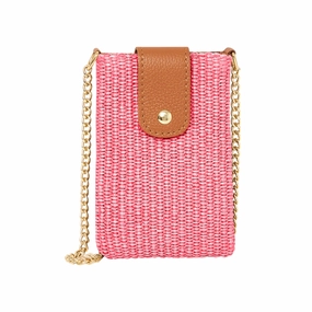 Todays Hot Pick Best Deal Online Raffia Crossbody Phone Pouch Pink