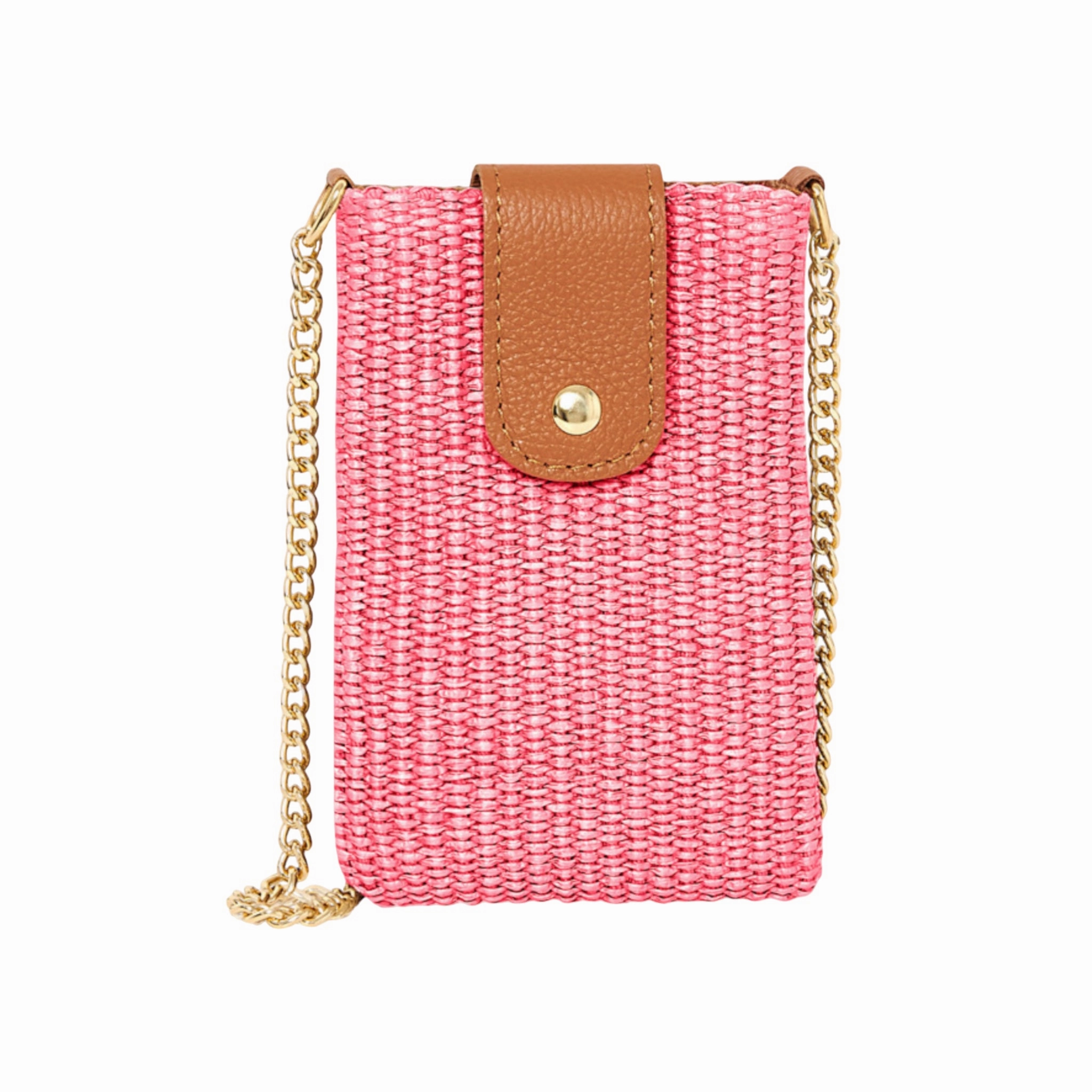 Todays Hot Pick Best Deal Online Raffia Crossbody Phone Pouch Pink
