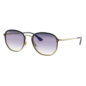 Todays Trending Deals Best Seller Deal Ray-Ban Blaze Hexagonal Rb3579N 91400U Gold - Violet/Blue Lenses (Metal)