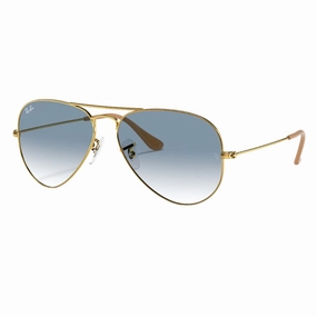 Price Drop Alert Ray-Ban Rb3025 001/3F 58-14 Aviator Gradient Sunglasses - Polished Gold - Metal - Light Blue Lenses