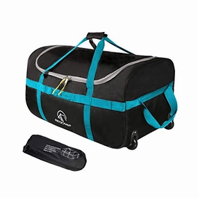 Redcamp 85L Foldable Duffle Bag With Wheels 26", 1680D Oxford Collapsible Large Duffel Bag With Rollers For Camping Travel Gear, Black Sale Ending Soon