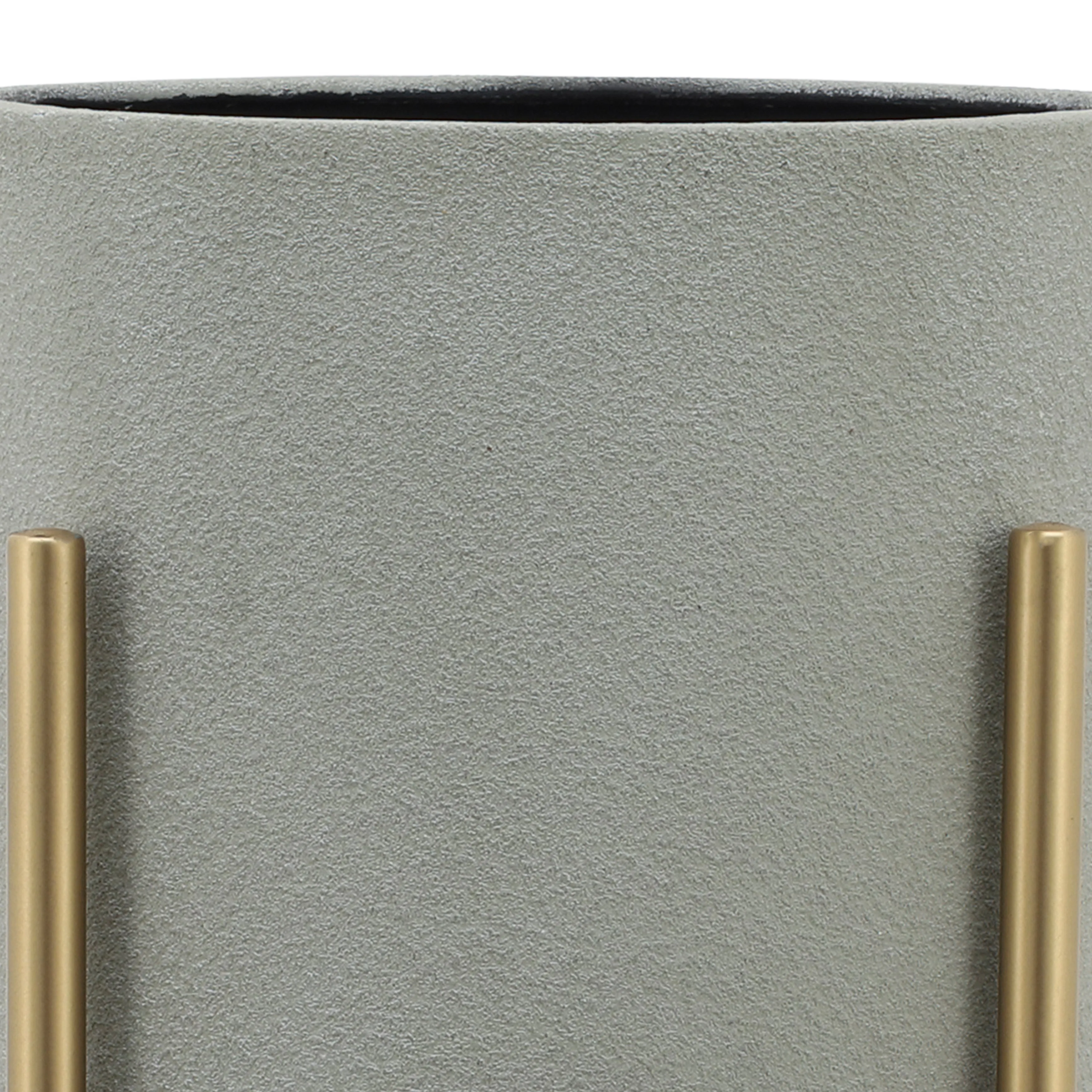 S/2 PLANTER ON METAL STAND, PUTTY/GLD
