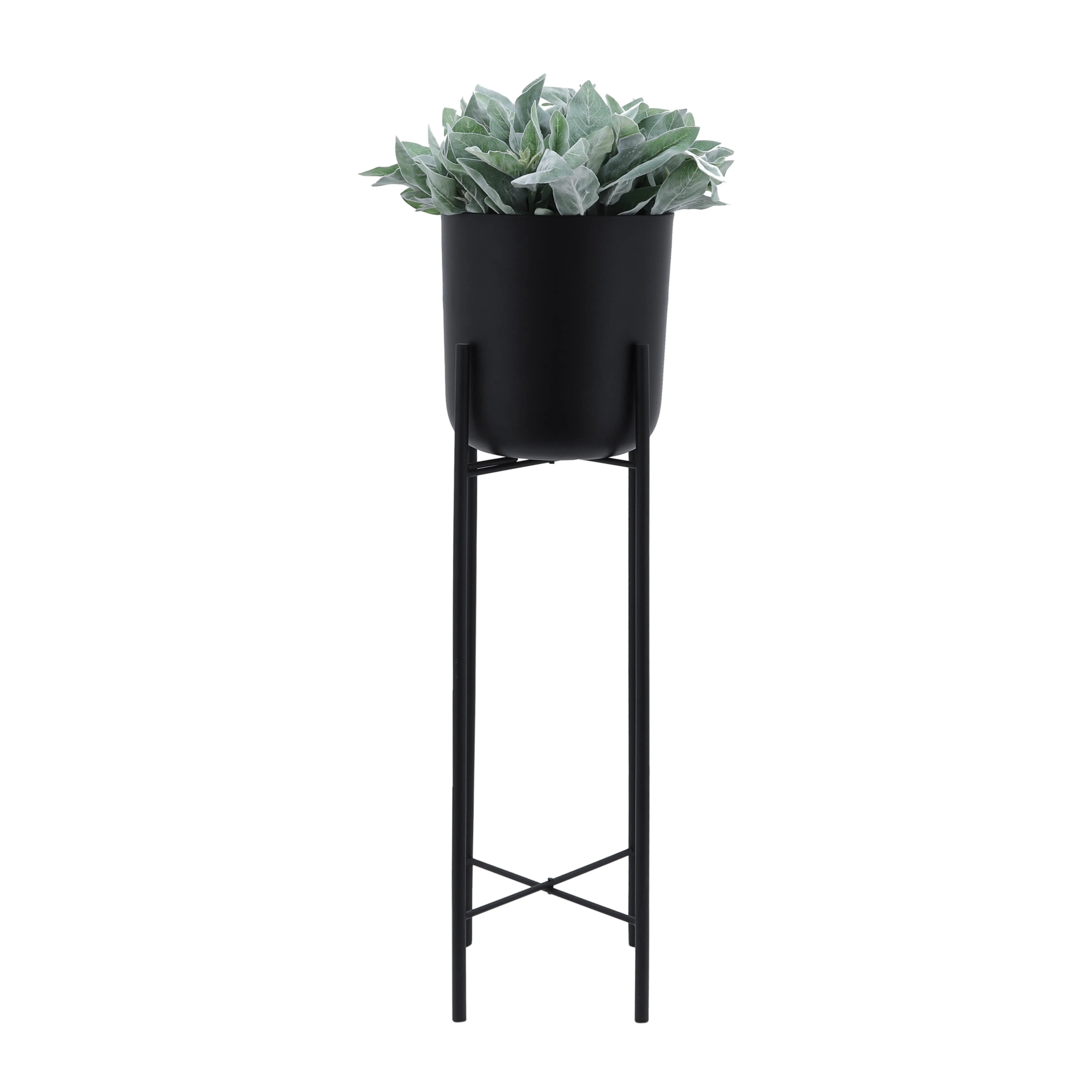 S/3 METAL PLANTERS ON STAND 40/30/20"H, BLACK
