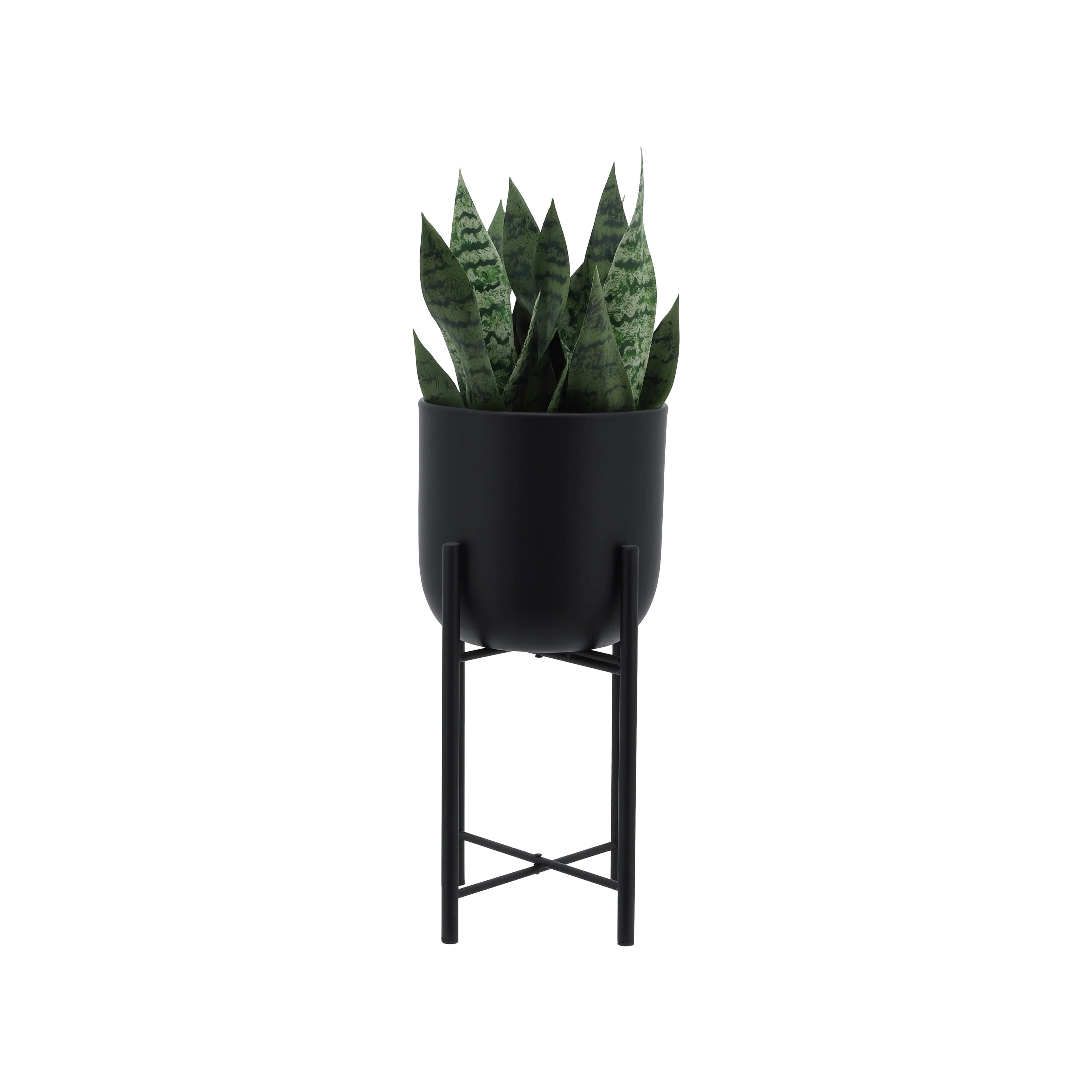 S/3 METAL PLANTERS ON STAND 40/30/20"H, BLACK