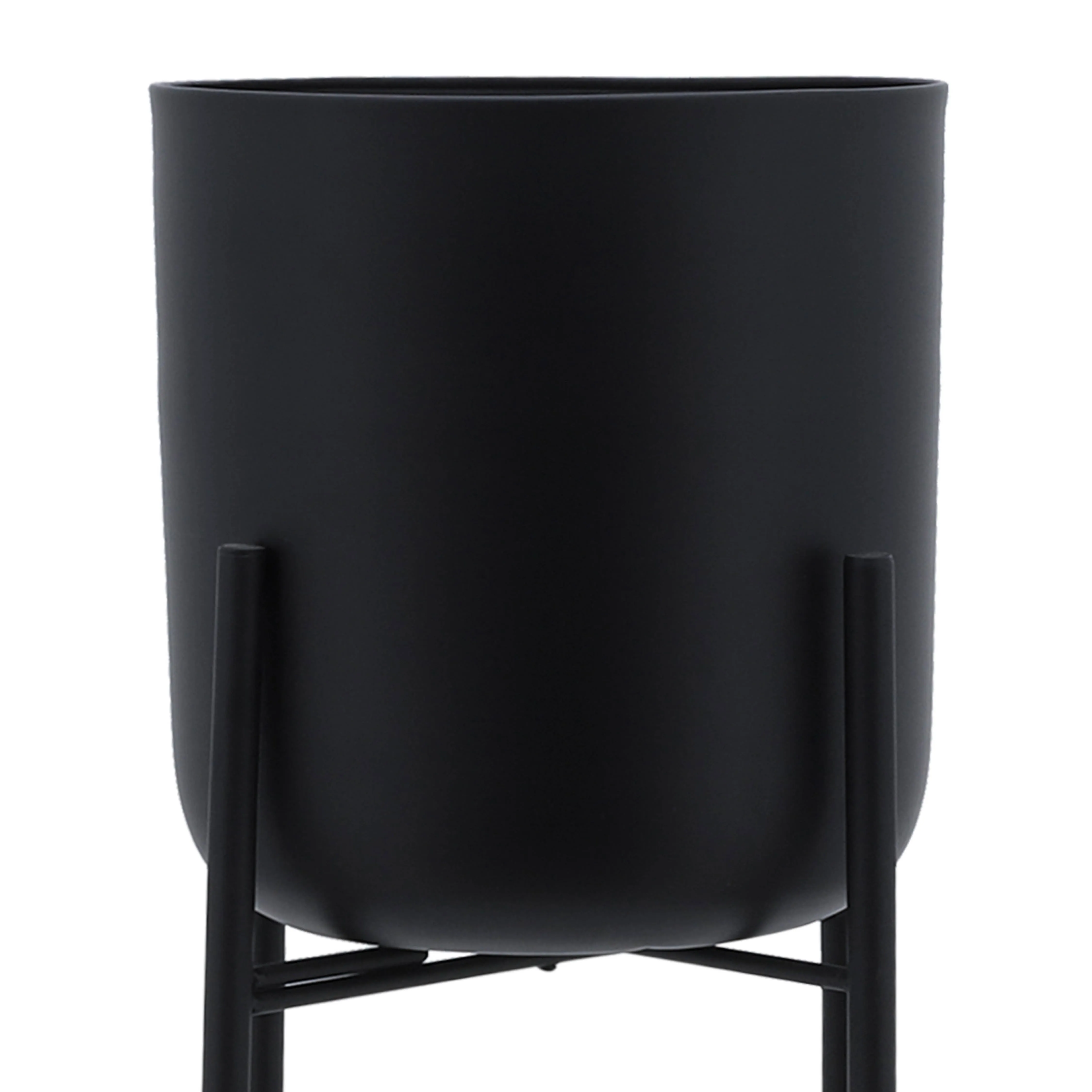 S/3 METAL PLANTERS ON STAND 40/30/20"H, BLACK