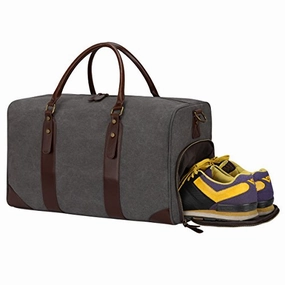 Shop Save Today S-Zone Canvas Pu Leather Trim Travel Duffel Shoulder Handbag Weekender Carry On Luggage With Shoe