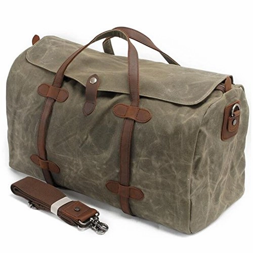 S-Zone Waterproof Waxed Canvas Leather Trim Travel Tote Duffel Handbag Weekend Bag Todays Steal