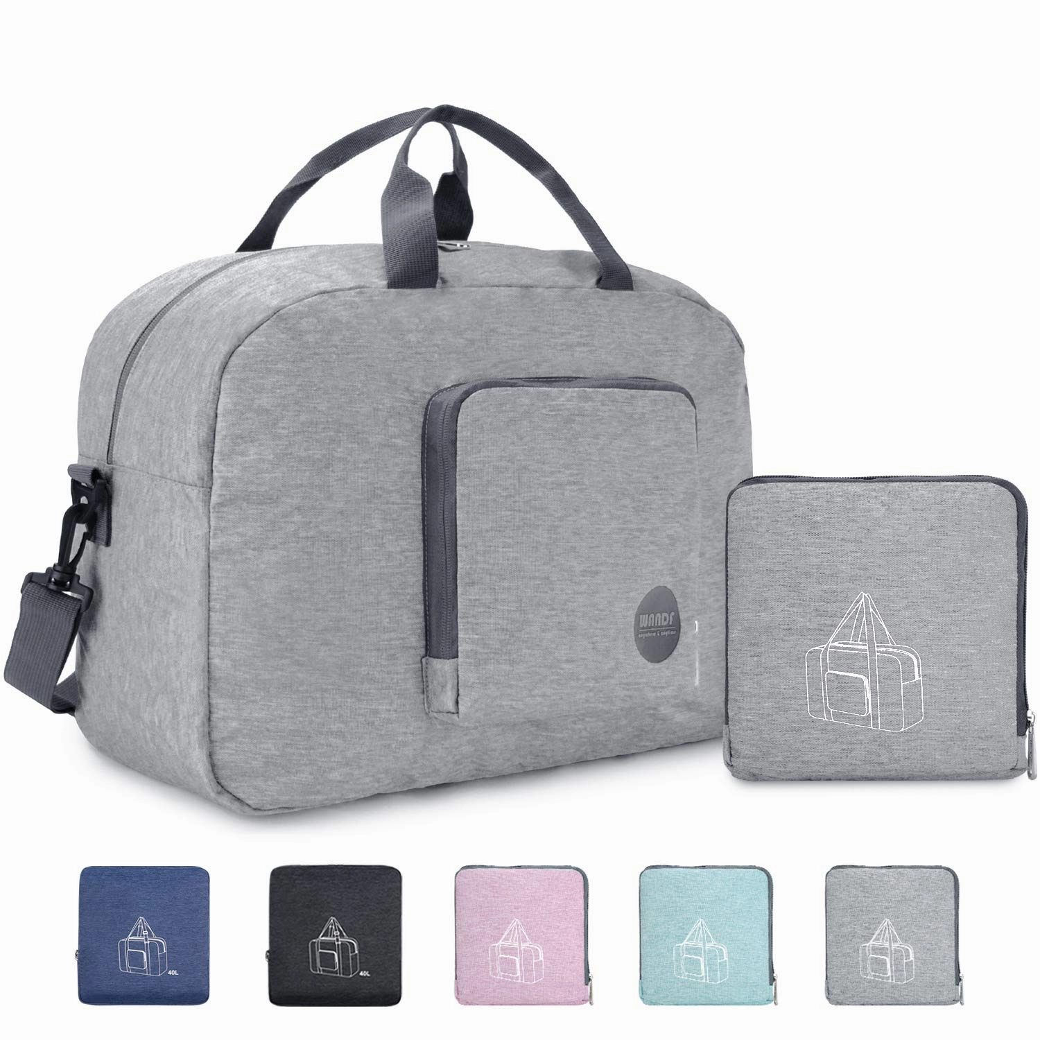 Trending Today Steal 16" Foldable Duffle Bag 20L For Travel Gym Sports Packable Lightweight Luggage Duffel Water-Resistant By Wandf (Light Grey 16", 16 Inches (20 Liter))