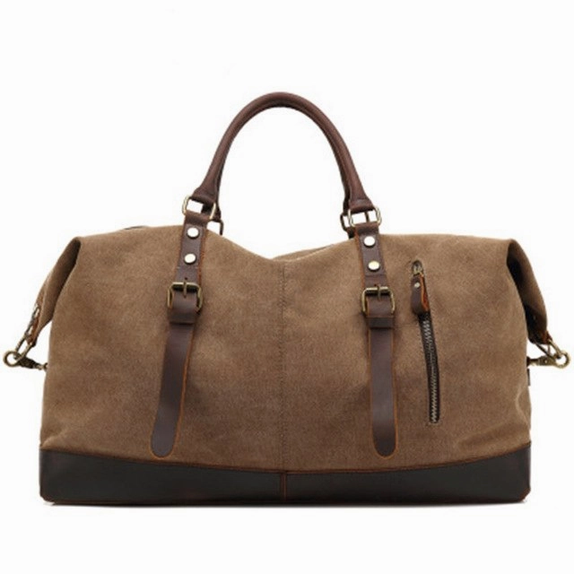 Shop Hot Picks 2018 New Canvas Leather Men Travel Bags Carry On Luggage Bags Men Duffel Bags High Capacity
