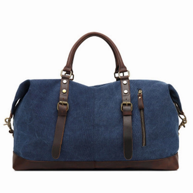 2018 New Canvas Leather Men Travel Bags Carry On Luggage Bags Men Duffel Bags High Capacity Shop the Best Deals