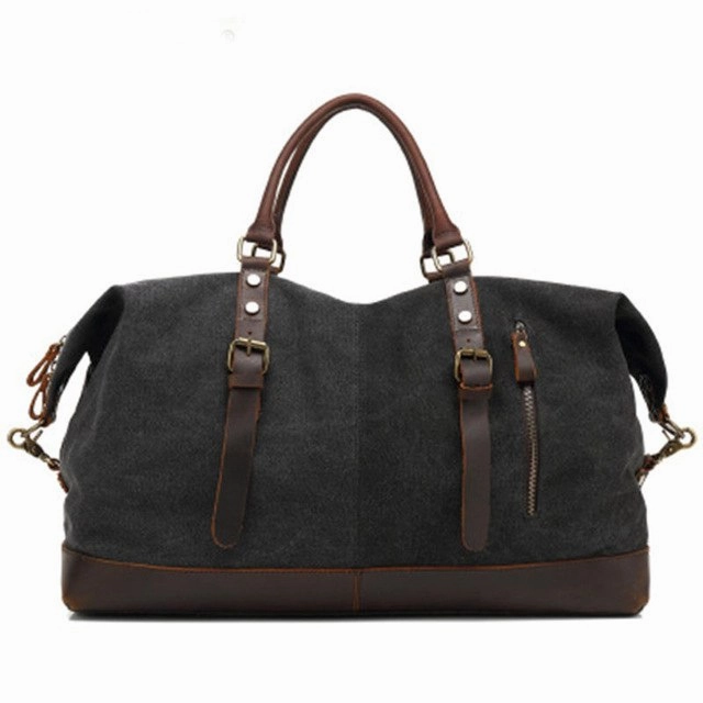 2018 New Canvas Leather Men Travel Bags Carry On Luggage Bags Men Duffel Bags High Capacity Mega Online Discount Instant Deal Today
