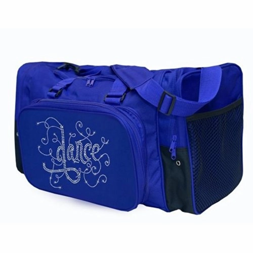 Today Only Hot Pick GiftWorthy Sale Sassi Design Royal Blue Dance Rhinestone 27" Square Duffel Bag Tote