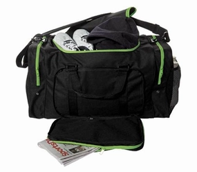Sassi Designs Team Black 24" Duffel Bag With Green Zipper Trim Instant Savings Inside