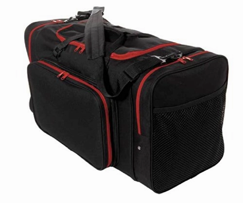 Sassi Designs Team Black 24" Duffel Bag With Red Zipper Trim Trending Offer Today
