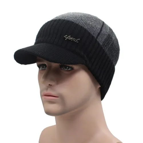 Grab Todays Deal Winter Knitted Beanie Cap With Collar Scarf For Men - Black,Gray,Navy