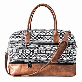 MustHave Deals Mymealivos Canvas Weekender Bag, Overnight Travel Carry On Duffel Tote With Shoe Pouch (Black)