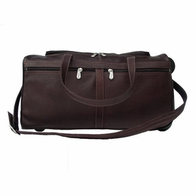 Daily Deal Frenzy Piel Leather Duffel On Wheels, Chocolate, One Size