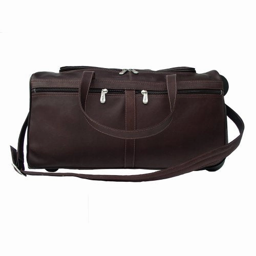 Daily Deal Frenzy Piel Leather Duffel On Wheels, Chocolate, One Size