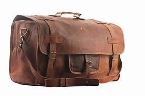 Shop Grab Savings Cuero 20" Mens Retro Style Carry On Luggage Flap Duffel Leather Duffel Bag