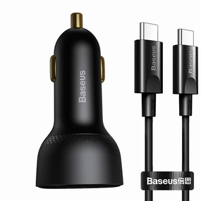 Best Deal Alert Flash Discount Today Baseus Supreme Digital Display Pps 100W Dual Quick Charger Car Charger   100W Cable (Tzcczx-01)