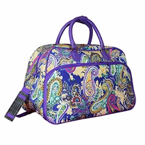 Price Drop Today Dont Miss This Deal World Traveler 21" Carry-On Shoulder Tote Duffel Bag, Blue Multi Paisley, One Size
