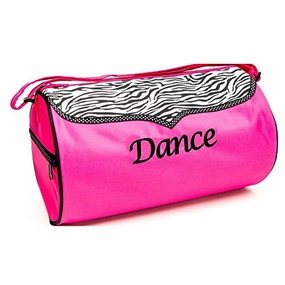 Sassi Designs Girls Pink Zebra Polka Dot Grosgrain Trim Dance Medium Duffel Bag Save Today Only