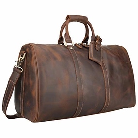 Polare Men'S 20'' Retro Real Leather Weekender Duffel Overnight Bag Carry On Luggage EndofWeek Deals