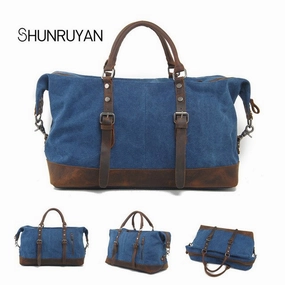 Clearance Event Today Shunruyan Canvas Cow Leather Men Travel Bags Carry On Luggage Bags Men Duffel Bags Travel Tote