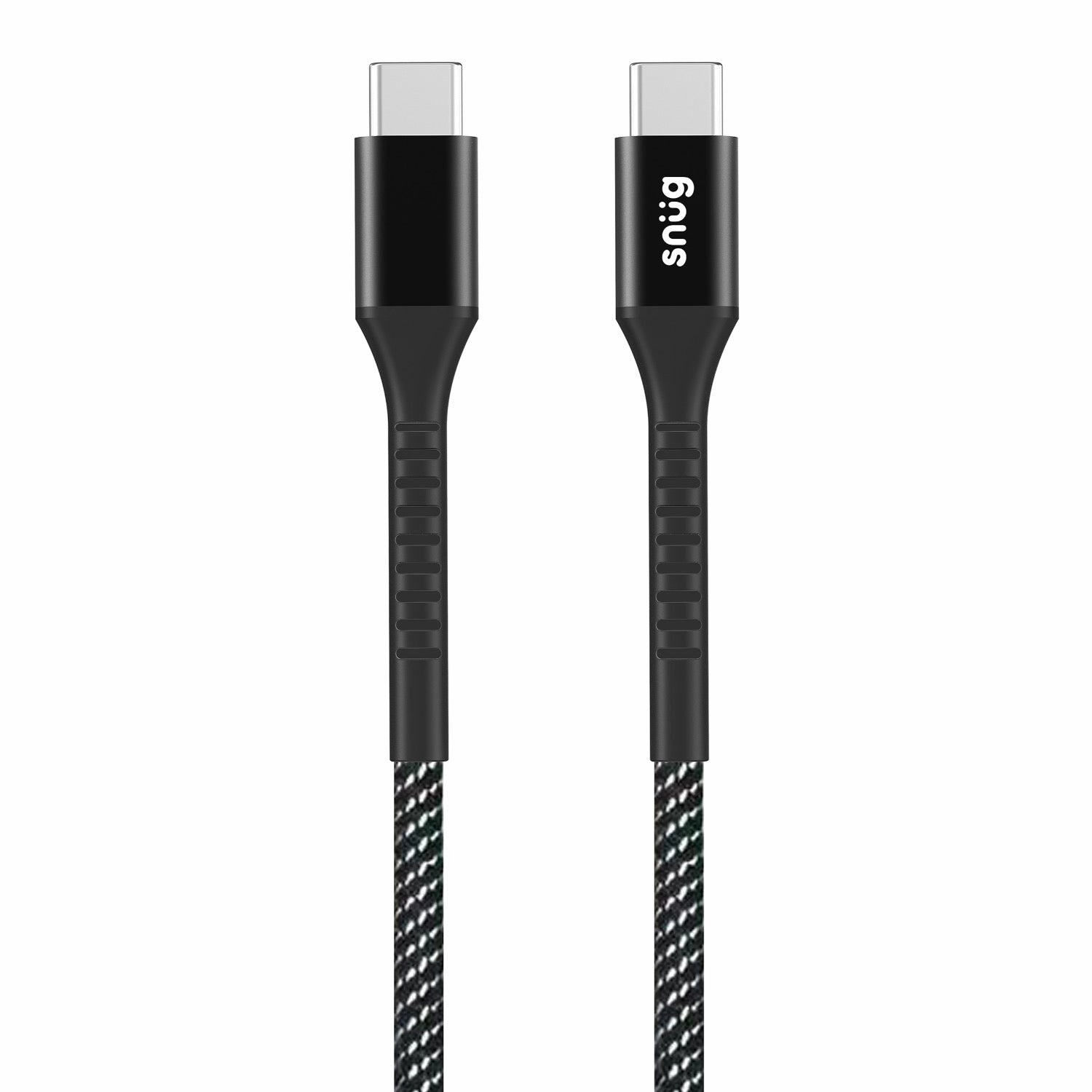 Snug Type-C To Type-C Nylon Braided Cable 60W - 1.2 Metre - Black/Silver (Snpw-Cabntyct-B) Instant Discount