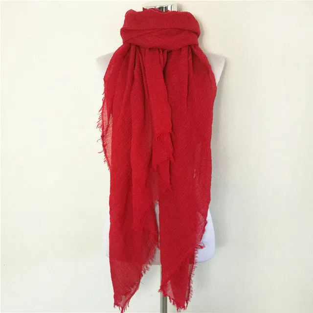 Instant Deal Today Clearance Event Alert Solid Color Linen Cotton Winter/Autumn Scarves For Women - 20 Colours