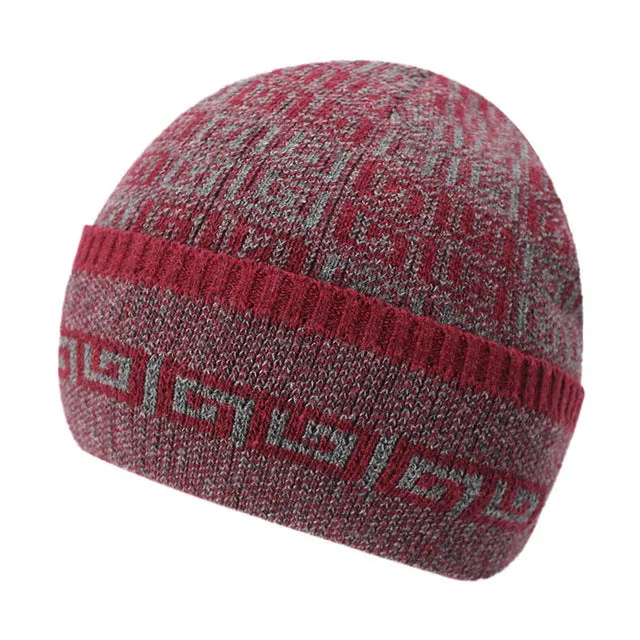 Men'S Fashion Knitted Winter Beanies With Velvet Inside - Red With Gray,Red With Black,Black,Blue Hot Deals Today Shop the Savings Now