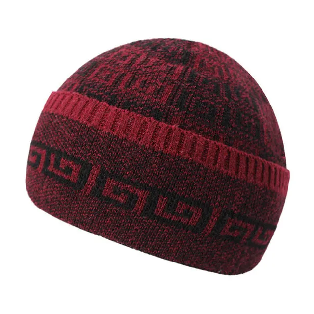 Exclusive Savings Event Men'S Fashion Knitted Winter Beanies With Velvet Inside - Red With Gray,Red With Black,Black,Blue