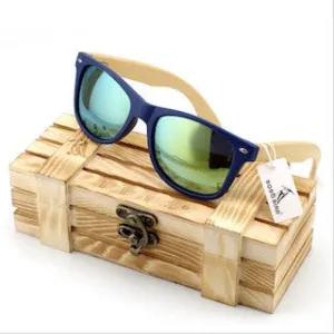 Vintage Style Wooden Leg Sunglasses In Wood Gift Box - Green,Blue,Silver,Gold Dont Miss These Savings